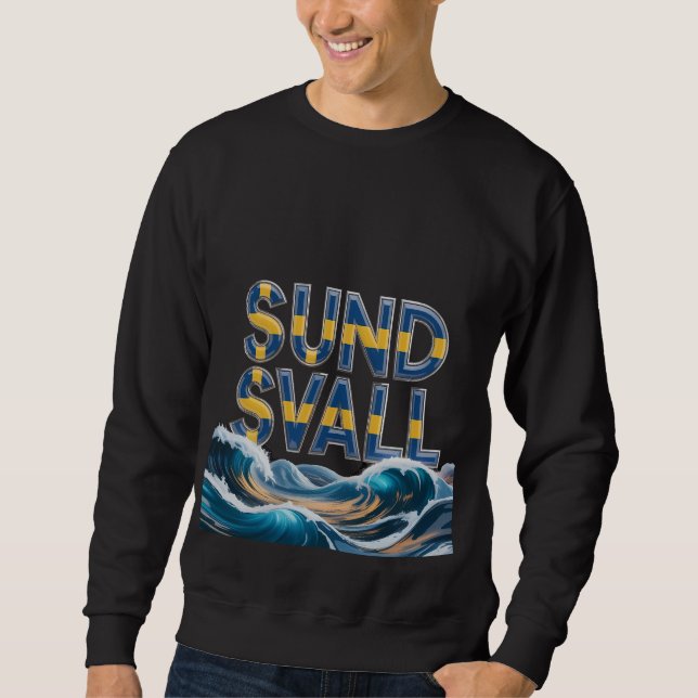 Sundsvall Artistic Ocean Waves Graphic Sweatshirt (Front)