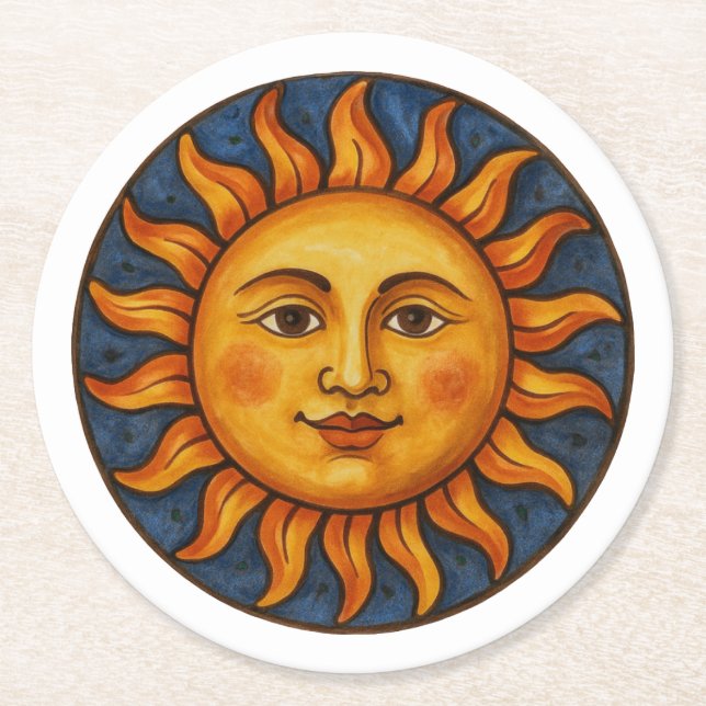 Sunface Round Paper Coaster (Front)
