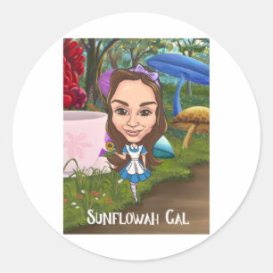 Sunflowah Gal In Wonderland Portrait Sticker