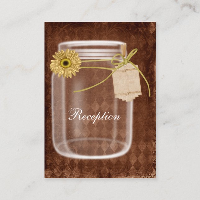 sunflowe rustic mason jar wedding Reception Enclosure Card (Front)
