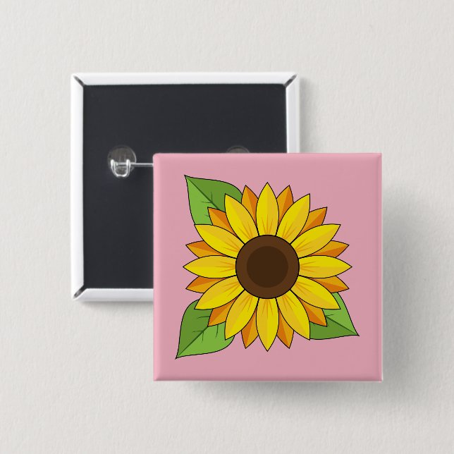 Sunflower 15 Cm Square Badge (Front & Back)