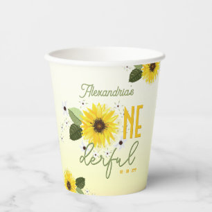 Sunflower 1st birthday paper cups