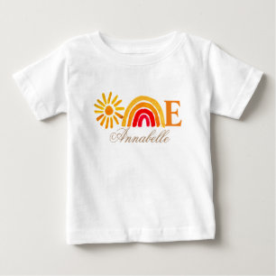Sunflower 1st Birthday Watercolor Yellow Sun Baby T-Shirt