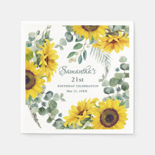 Sunflower 21st Birthday Party Napkin