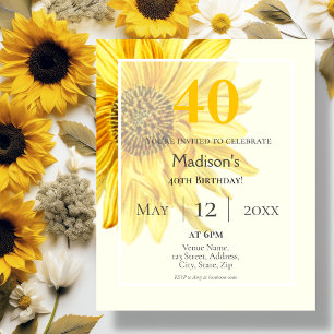 Sunflower   40th Budget Birthday Invitation