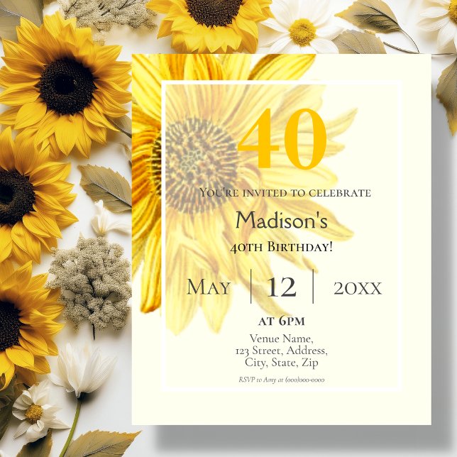 Sunflower | 40th Budget Birthday Invitation (Creator Uploaded)