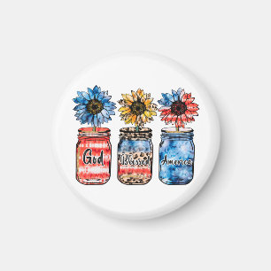 Sunflower 4th of July   God Blessed America Magnet
