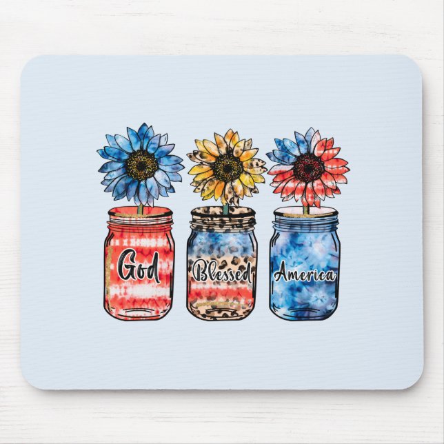 Sunflower 4th of July | God Blessed America Mouse Pad (Front)