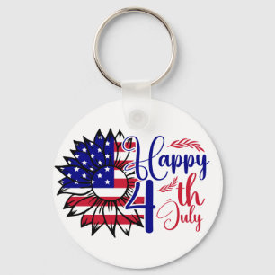 Sunflower 4th of July Key Ring