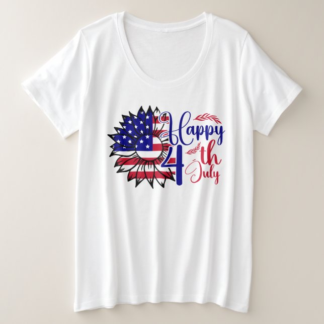 Sunflower 4th of July  Plus Size T-Shirt (Design Front)