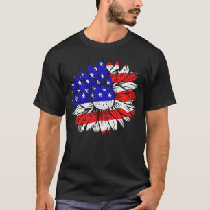 Sunflower 4th of July USA US Independence Day Amer T-Shirt
