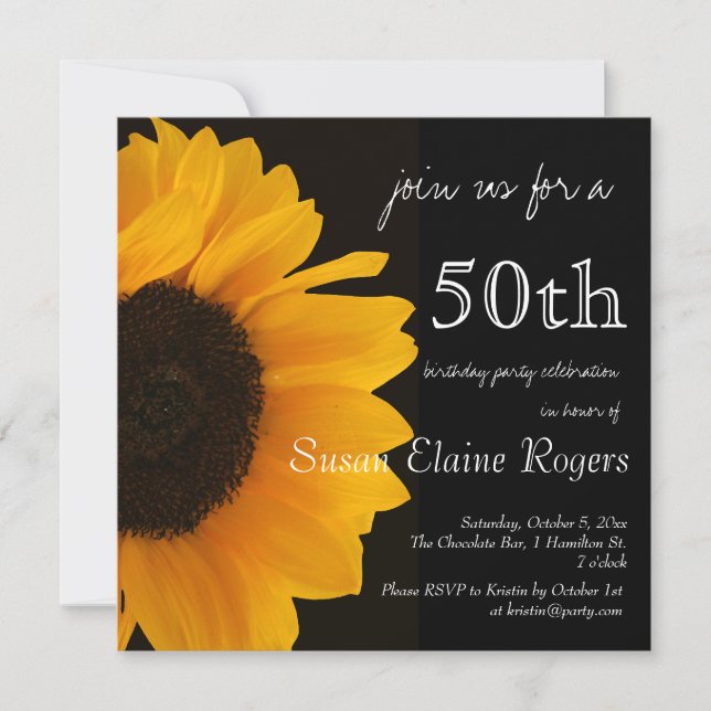 Sunflower 50th Birthday Invitation (Front)