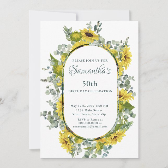 Sunflower 50th Birthday  Invitation (Front)