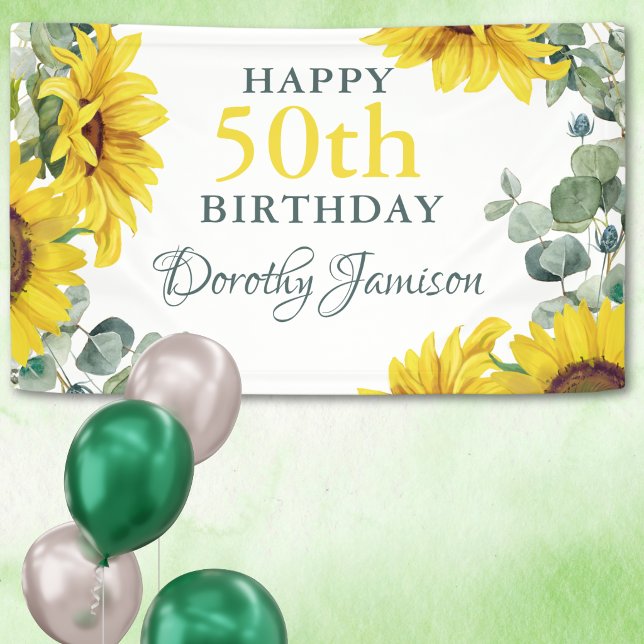 Sunflower 50th Birthday Party Banner (Creator Uploaded)
