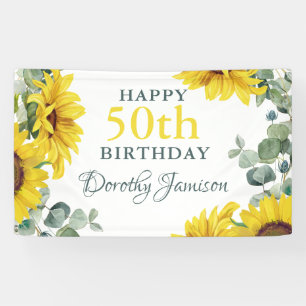 Sunflower 50th Birthday Party Banner