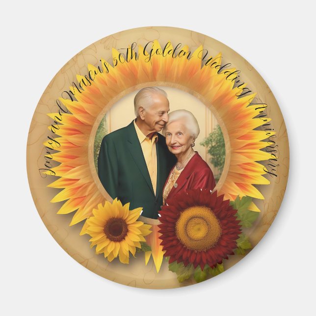 Sunflower 50th Golden Wedding Anniversary  Magnet (Front)