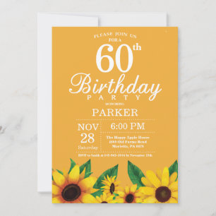 Sunflower 60th Birthday Invitation
