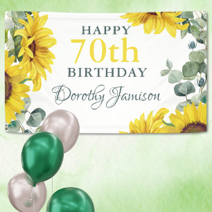 Sunflower 70th Birthday Party Banner