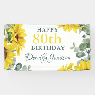 Sunflower 80th Birthday Party Banner