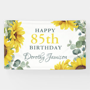 Sunflower 85th Birthday Party Banner