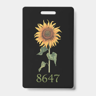 Sunflower 8647 86 47 Subtle Anti Trump Floral Boho ID Badge
