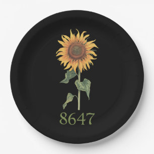 Sunflower 8647 86 47 Subtle Anti Trump Floral Boho Paper Plate