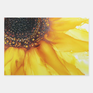 Sunflower Abstract Art Wrapping Paper Sheet