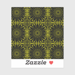 Sunflower Abstract Motif - Yellow On Black