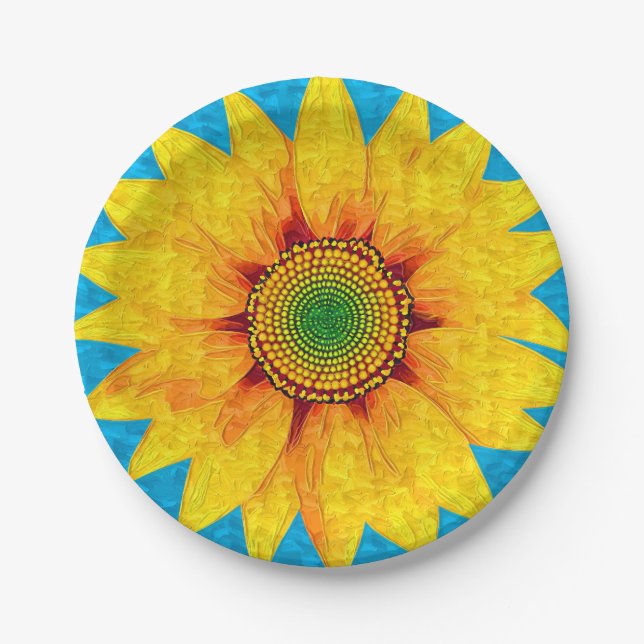 Sunflower | Abstract Painting Art Paper Plate (Front)