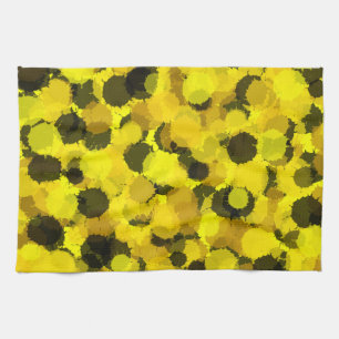Sunflower abstract yellow pattern modern nature tea towel