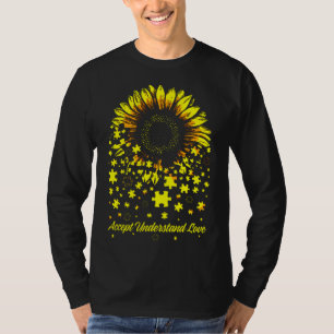 Sunflower Accept Understand Love Autism Awareness  T-Shirt