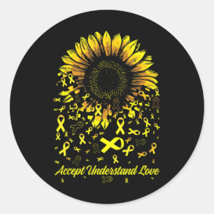 Sunflower Accept Understand Love Childhood Cancer Classic Round Sticker