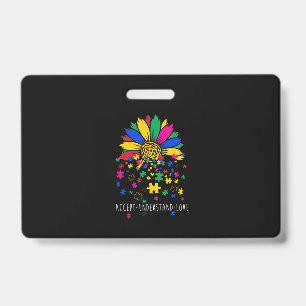 Sunflower Accept Understand Love World Autism Awar ID Badge