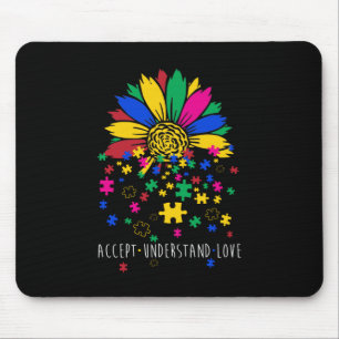 Sunflower Accept Understand Love World Autism Awar Mouse Pad