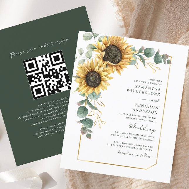 Sunflower All-in-One QR Code Wedding Invitation (Sunflower All-in-One QR Code Wedding Invitation)