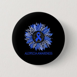 Sunflower Alopecia Awareness Blue Ribbon Support  6 Cm Round Badge