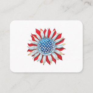 Sunflower American Flag 4th of July Women Men Meri Business Card