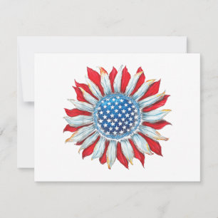 Sunflower American Flag 4th of July Women Men Meri Save The Date