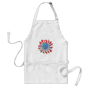 Sunflower American Flag 4th of July Women Men Meri Standard Apron