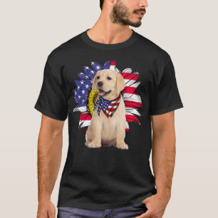 Sunflower American Flag Labrador Dog Lovers T-Shirt