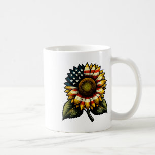 Sunflower American Flag Patriotic Cute Womens 4th  Coffee Mug
