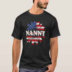 Sunflower American Nanny Patriotic Usa Flag 4th Of T-Shirt