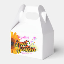 Sunflower and Balloons on White Sweet Sixteen