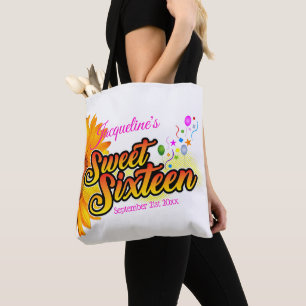 Sunflower and Balloons on White Sweet Sixteen Tote Bag