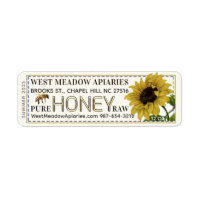 Sunflower and Bee Honey Label Dashed Border