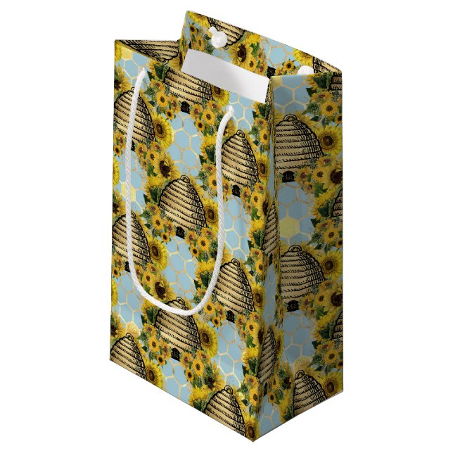 Sunflower and Bee Series Design Eleven Small Gift Bag (Front Angled)