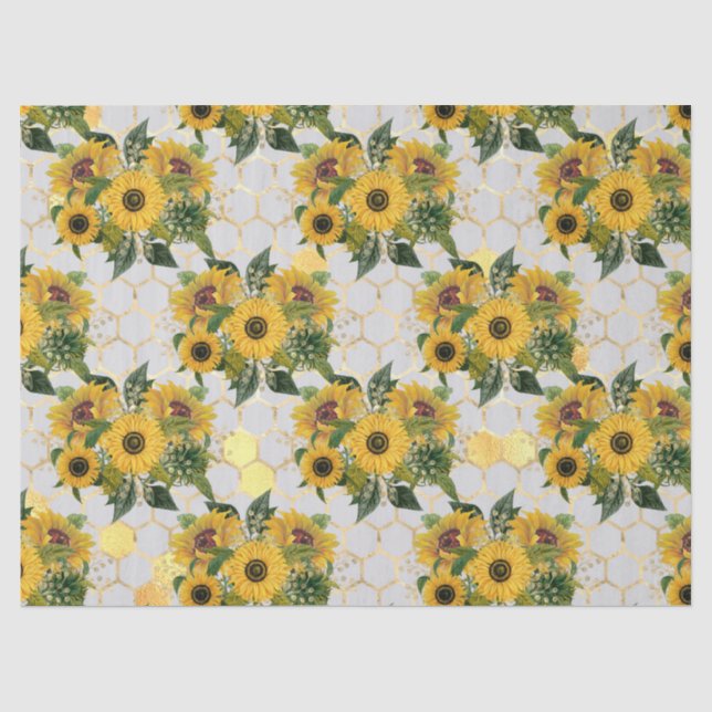 Sunflower and Bee Series Design Four Tissue Paper (Front)