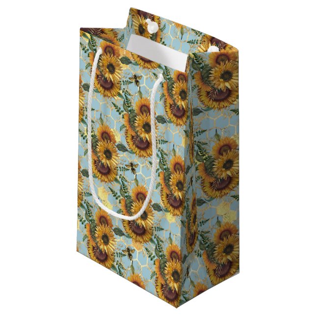Sunflower and Bee Series Design Ten Small Gift Bag (Front Angled)