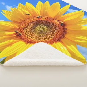 Sunflower and Bee Sherpa Blanket