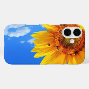 Sunflower and Bees On Blue Sky iPhone 16 Case